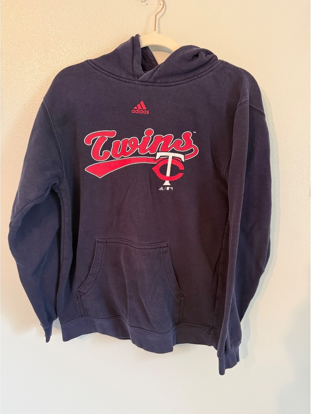 Adidas Minnesota Twins Boys Unisex Navy Blue Hoodie Sweatshirt Size YXL